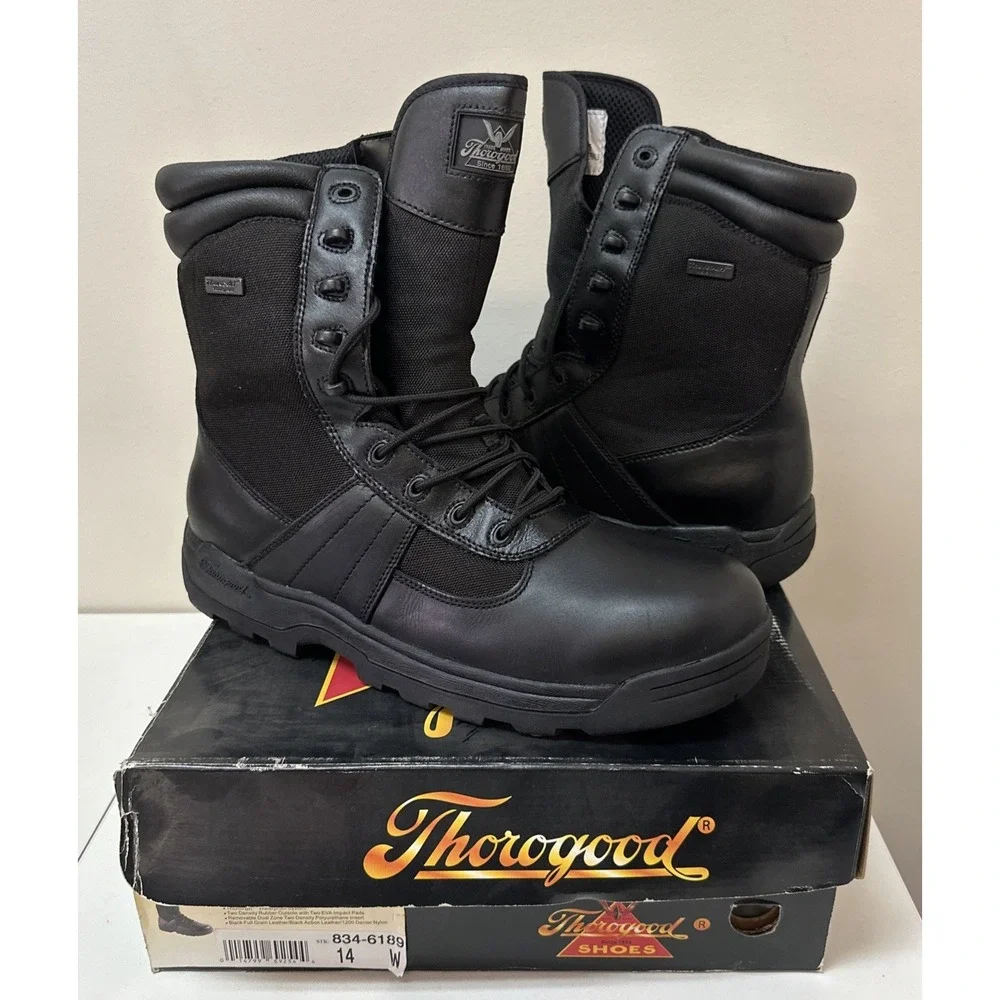 Thorogood 834-6189 Lightweight Waterproof Commando Deuce Black Boots Men's 14 W